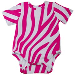 Pink Fucsia Zebra Vibes Animal Print Baby Short Sleeve Bodysuit by ConteMonfrey