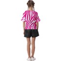 Pink Fucsia Zebra Vibes Animal Print Kids  V-Neck Horn Sleeve Blouse View2