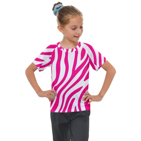 Pink Fucsia Zebra Vibes Animal Print Kids  Mesh Piece Tee by ConteMonfrey