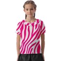 Pink Fucsia Zebra Vibes Animal Print Kids  Frill Chiffon Blouse View1