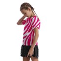 Pink Fucsia Zebra Vibes Animal Print Kids  Frill Chiffon Blouse View2