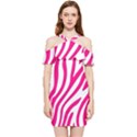 Pink Fucsia Zebra Vibes Animal Print Shoulder Frill Bodycon Summer Dress View1