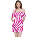 Pink Fucsia Zebra Vibes Animal Print Shoulder Frill Bodycon Summer Dress View3