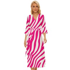 Pink Fucsia Zebra Vibes Animal Print Midsummer Wrap Dress by ConteMonfrey