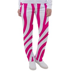 Pink Fucsia Zebra Vibes Animal Print Women s Casual Pants by ConteMonfrey