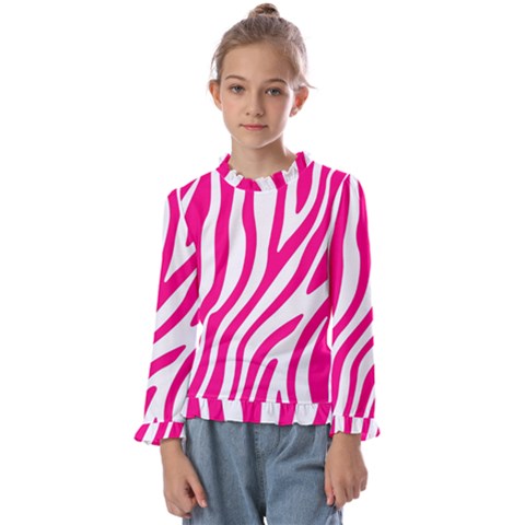 Pink Fucsia Zebra Vibes Animal Print Kids  Frill Detail Tee by ConteMonfrey