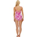 Pink Fucsia Zebra Vibes Animal Print Knot Front One-Piece Swimsuit View4