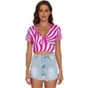 Pink Fucsia Zebra Vibes Animal Print V-Neck Crop Top View1