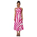 Pink Fucsia Zebra Vibes Animal Print Sleeveless Cross Front Cocktail Midi Chiffon Dress View1