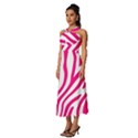 Pink Fucsia Zebra Vibes Animal Print Sleeveless Cross Front Cocktail Midi Chiffon Dress View2