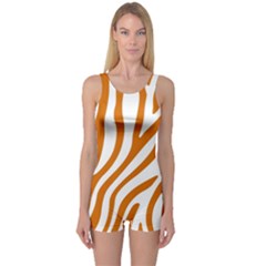 Orange Zebra Vibes Animal Print   One Piece Boyleg Swimsuit by ConteMonfrey