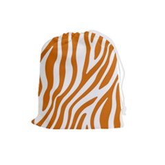 Orange Zebra Vibes Animal Print   Drawstring Pouch (large) by ConteMonfrey