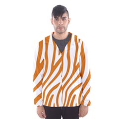 Orange Zebra Vibes Animal Print   Men s Hooded Windbreaker by ConteMonfrey