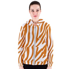 Orange Zebra Vibes Animal Print   Women s Zipper Hoodie by ConteMonfrey