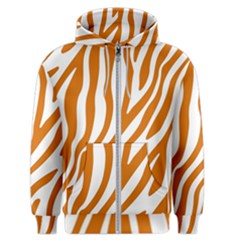 Orange Zebra Vibes Animal Print   Men s Zipper Hoodie by ConteMonfrey