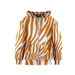 Orange Zebra Vibes Animal Print   Kids  Zipper Hoodie by ConteMonfrey