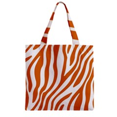 Orange Zebra Vibes Animal Print   Zipper Grocery Tote Bag by ConteMonfrey