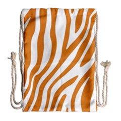 Orange Zebra Vibes Animal Print   Drawstring Bag (large) by ConteMonfrey