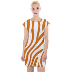 Orange Zebra Vibes Animal Print   Cap Sleeve Bodycon Dress by ConteMonfrey