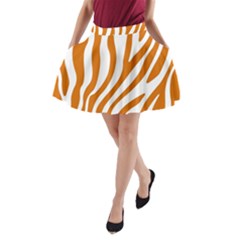 Orange Zebra Vibes Animal Print   A-line Pocket Skirt by ConteMonfrey