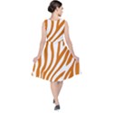 Orange Zebra Vibes Animal Print   V-Neck Midi Sleeveless Dress  View2