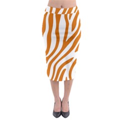 Orange Zebra Vibes Animal Print   Midi Pencil Skirt by ConteMonfrey