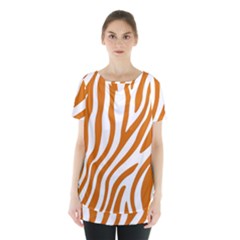 Orange Zebra Vibes Animal Print   Skirt Hem Sports Top by ConteMonfrey