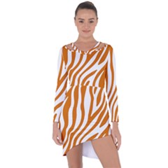 Orange Zebra Vibes Animal Print   Asymmetric Cut-out Shift Dress by ConteMonfrey