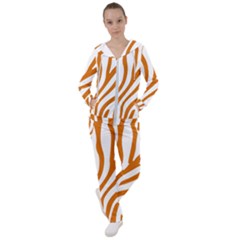 Orange Zebra Vibes Animal Print   Women s Tracksuit