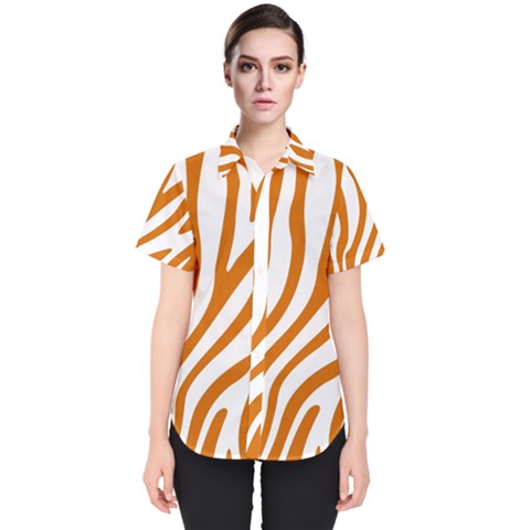 Orange Zebra Vibes Animal Print   Women s Short Sleeve Shirt by ConteMonfrey