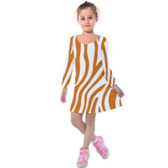 Orange Zebra Vibes Animal Print   Kids  Long Sleeve Velvet Dress by ConteMonfrey