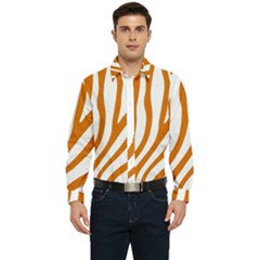 Orange Zebra Vibes Animal Print   Men s Long Sleeve  Shirt by ConteMonfrey