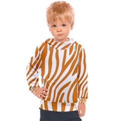 Orange Zebra Vibes Animal Print   Kids  Hooded Pullover by ConteMonfrey