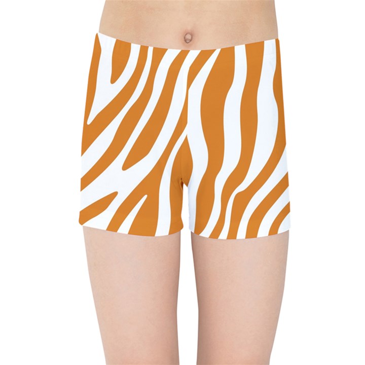 Orange Zebra Vibes Animal Print   Kids  Sports Shorts