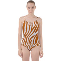 Orange Zebra Vibes Animal Print   Cut Out Top Tankini Set by ConteMonfrey