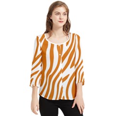 Orange Zebra Vibes Animal Print   Chiffon Quarter Sleeve Blouse by ConteMonfrey