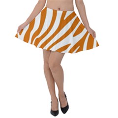 Orange Zebra Vibes Animal Print   Velvet Skater Skirt by ConteMonfrey