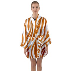 Orange Zebra Vibes Animal Print   Long Sleeve Satin Kimono by ConteMonfrey