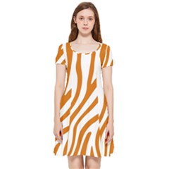 Orange Zebra Vibes Animal Print   Inside Out Cap Sleeve Dress by ConteMonfrey