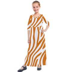 Orange Zebra Vibes Animal Print   Kids  Quarter Sleeve Maxi Dress by ConteMonfrey