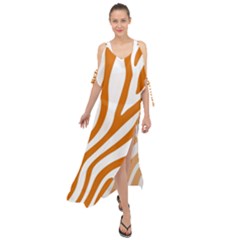 Orange Zebra Vibes Animal Print   Maxi Chiffon Cover Up Dress by ConteMonfrey