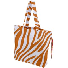 Orange Zebra Vibes Animal Print   Drawstring Tote Bag by ConteMonfrey