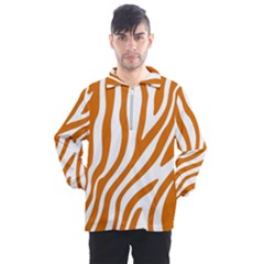 Orange Zebra Vibes Animal Print   Men s Half Zip Pullover by ConteMonfrey