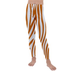 Orange Zebra Vibes Animal Print   Kids  Lightweight Velour Leggings by ConteMonfrey