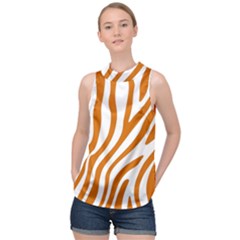 Orange Zebra Vibes Animal Print   High Neck Satin Top by ConteMonfrey