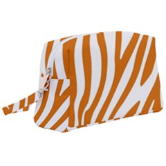 Orange Zebra Vibes Animal Print   Wristlet Pouch Bag (large) by ConteMonfrey