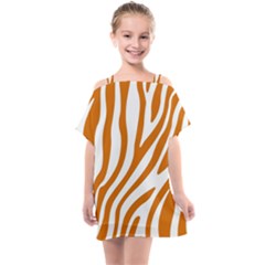 Orange Zebra Vibes Animal Print   Kids  One Piece Chiffon Dress by ConteMonfrey