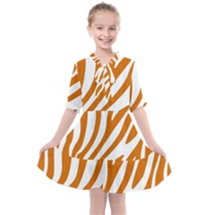 Orange Zebra Vibes Animal Print   Kids  All Frills Chiffon Dress by ConteMonfrey