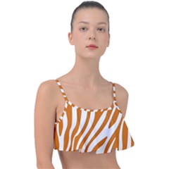 Orange Zebra Vibes Animal Print   Frill Bikini Top by ConteMonfrey