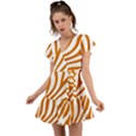 Orange Zebra Vibes Animal Print   Flutter Sleeve Wrap Dress View1